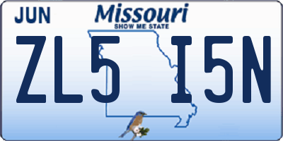 MO license plate ZL5I5N