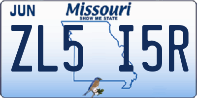 MO license plate ZL5I5R