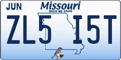 MO license plate ZL5I5T