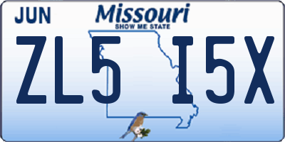 MO license plate ZL5I5X