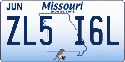 MO license plate ZL5I6L