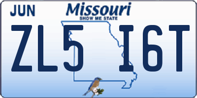 MO license plate ZL5I6T