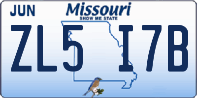 MO license plate ZL5I7B