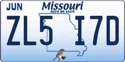 MO license plate ZL5I7D