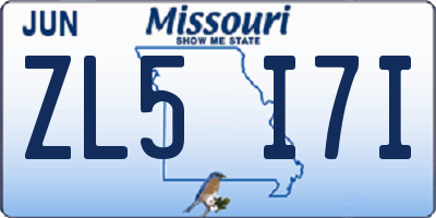 MO license plate ZL5I7I