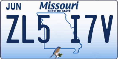 MO license plate ZL5I7V