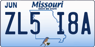 MO license plate ZL5I8A