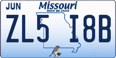 MO license plate ZL5I8B