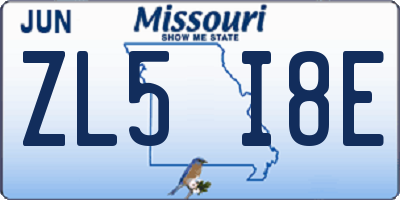 MO license plate ZL5I8E