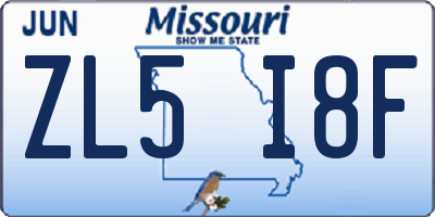 MO license plate ZL5I8F