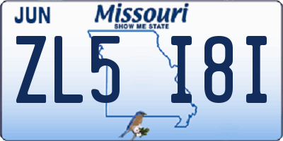 MO license plate ZL5I8I