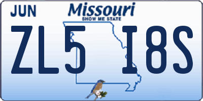 MO license plate ZL5I8S