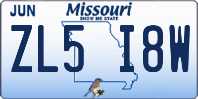 MO license plate ZL5I8W