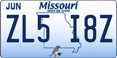 MO license plate ZL5I8Z