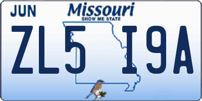MO license plate ZL5I9A