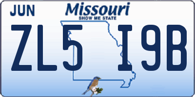 MO license plate ZL5I9B