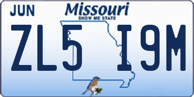 MO license plate ZL5I9M