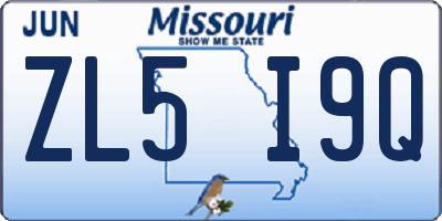 MO license plate ZL5I9Q