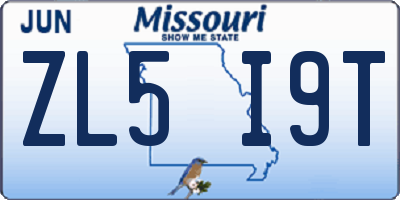 MO license plate ZL5I9T