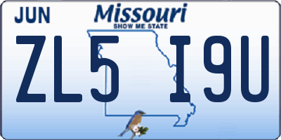 MO license plate ZL5I9U