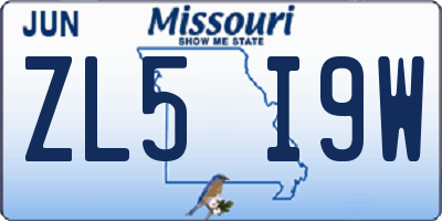 MO license plate ZL5I9W