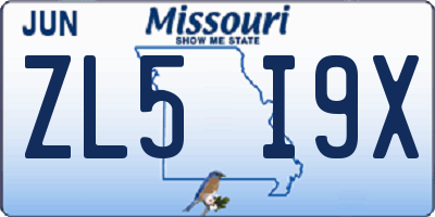 MO license plate ZL5I9X