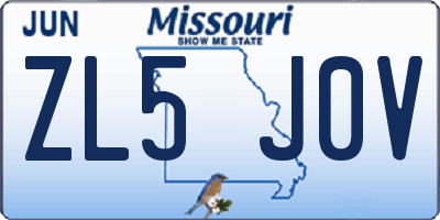 MO license plate ZL5J0V
