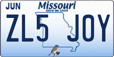 MO license plate ZL5J0Y