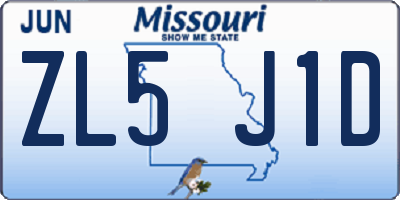 MO license plate ZL5J1D
