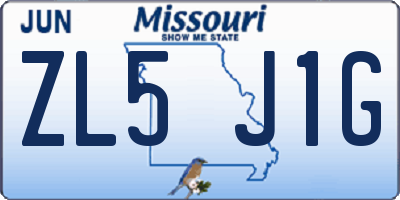 MO license plate ZL5J1G