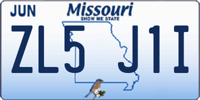 MO license plate ZL5J1I