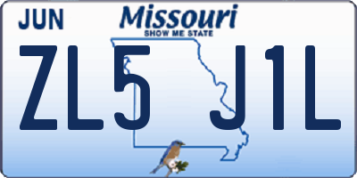 MO license plate ZL5J1L