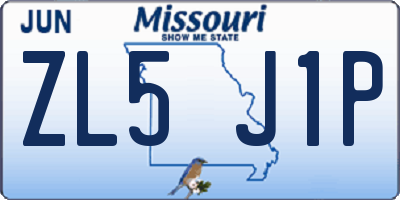 MO license plate ZL5J1P