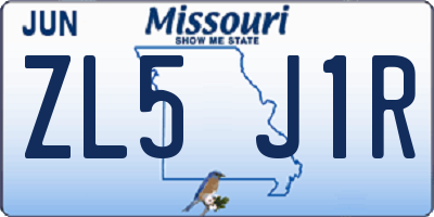MO license plate ZL5J1R