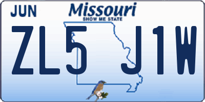 MO license plate ZL5J1W