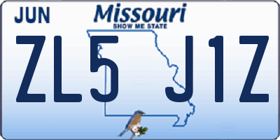 MO license plate ZL5J1Z