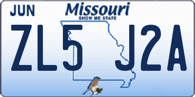 MO license plate ZL5J2A