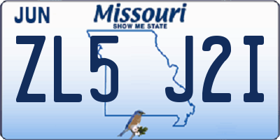 MO license plate ZL5J2I