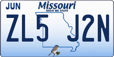 MO license plate ZL5J2N