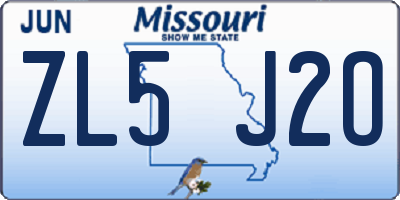 MO license plate ZL5J2O