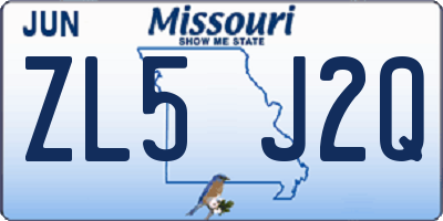 MO license plate ZL5J2Q