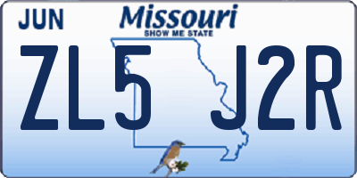 MO license plate ZL5J2R