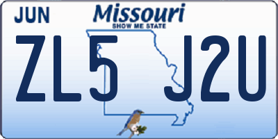 MO license plate ZL5J2U