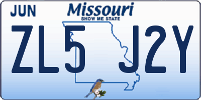 MO license plate ZL5J2Y