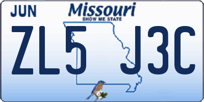 MO license plate ZL5J3C