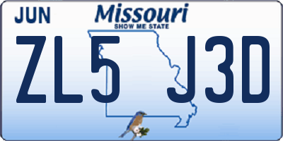 MO license plate ZL5J3D