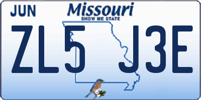 MO license plate ZL5J3E
