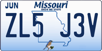 MO license plate ZL5J3V