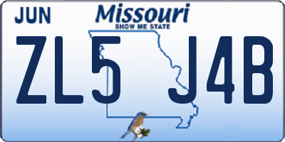 MO license plate ZL5J4B