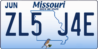 MO license plate ZL5J4E